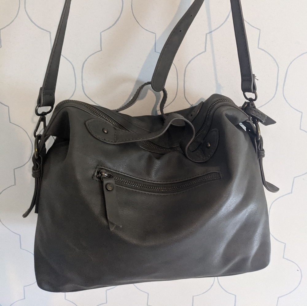 Soft green faux leather handbag